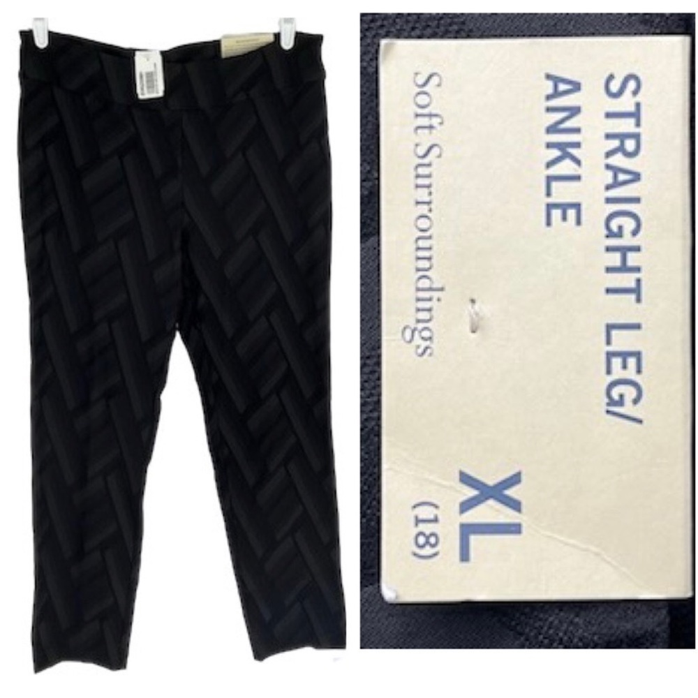 SOFT SURROUNDINGS NWT ZOE BLACK PATTERN STRAIGHT LEG ANKLE PANTS EXTRA LARGE